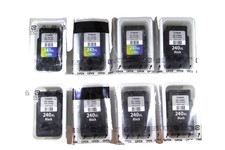 Canon PG 240 black CL241 XL color cartridges 8 used. Never refilled.