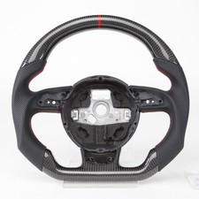 Real Carbon Fiber Steering Wheel Flat For Audi A3 A4 A5 Rs3 Rs4 Rs5 Rs6 S3 S4 S5