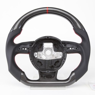 Real Carbon Fiber Steering Wheel Flat For Audi A3 A4 A5 RS3 RS4 RS5 RS6 S3 S4 S5