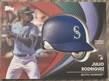Julio Rodriguez Red /10 2022 Topps Update Commemorative Helmet Rookie Card BH-JR. rookie card picture