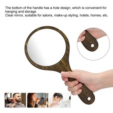 Vintage Hairdressing Mirror Handheld Mirror with Wood Handle for Salon Barbers