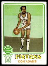1973-74 Topps Basketball Card Don Adams Detroit Pistons #139 VG