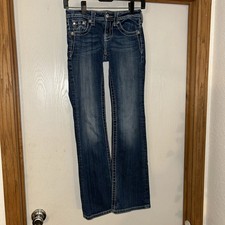 Miss Me Girls Jeans Sz 12 Mid-rise Medium Wash Embellished