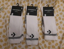 Converse flach gestrickte Crew-Socken 3 x 2er-Pack weiß Herren/Damen Größe 6-8 UK Baumwolle 