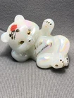 Fenton Opalescent Bear Glass Animal Figurine 40th Anniversary Vintage Label Rose