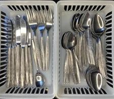 VTG 57 Pc Set T&N Stainless Single Satin ROSE Flatware Stylecraft Japan MCM Wear