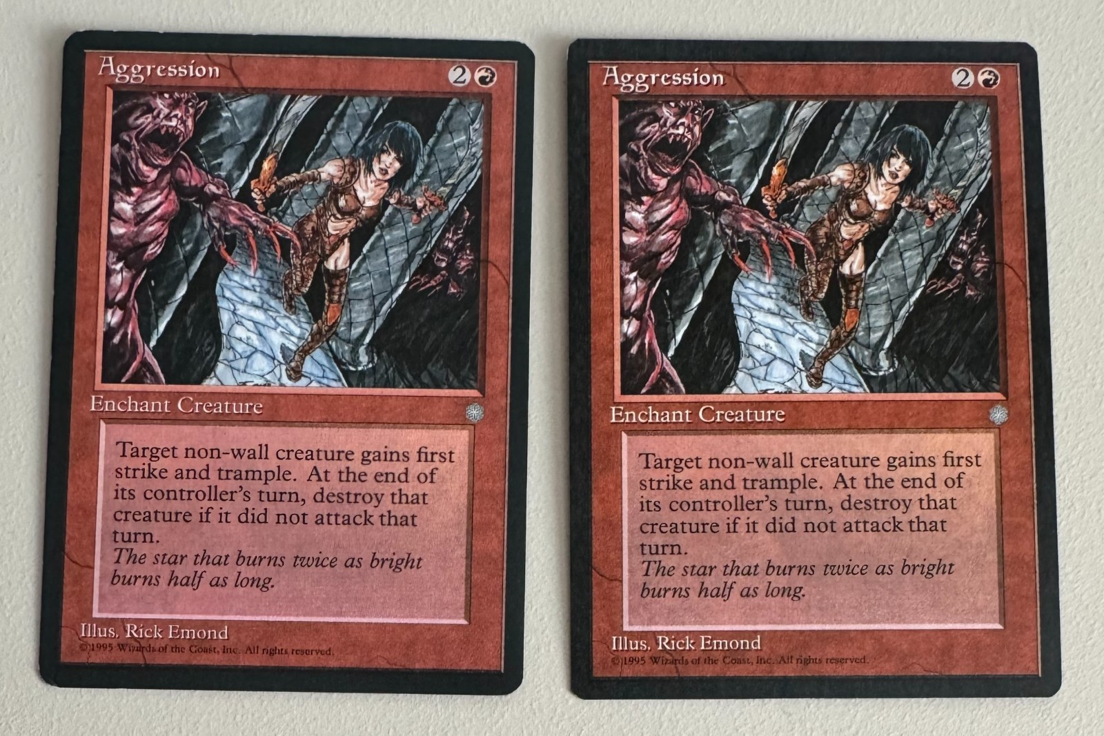2x Aggression - MTG - ICE AGE - ENGLISH - ©1995 NM Uncommon