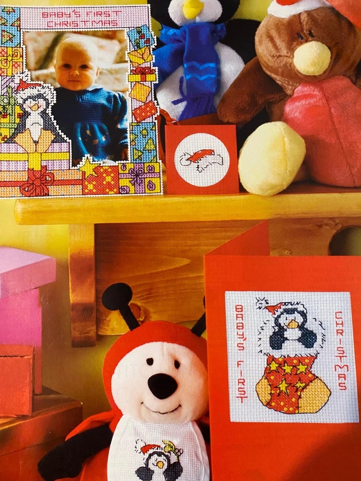 Baby's 1st Christmas Cross Stitch Charts- Bib, Card, Gift Tag & Frame Collection - Image 1 of 1