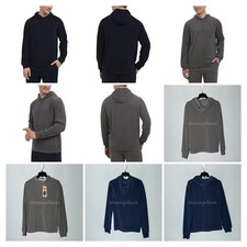 Eddie Bauer Men's Textured Lounge Hoodie IN BLUE AND GRAY