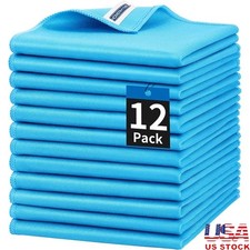 Microfiber Cleaning Cloths Lint Free Streak Free Window Glass Wipes 12 Pack New