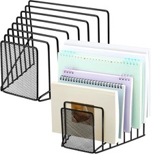2 Pcs 7 Section Wire File Organizer Desk Metal Mesh Incline File Holder