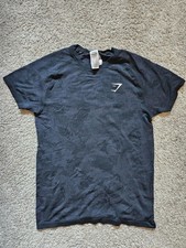 GYMSHARK Mens GEO SEAMLESS T-SHIRT - Medium - SLIM FIT - Black