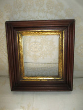 Antique Victorian Walnut with Gold Gilt Interior Picture Frame 11x 12 Fits 7 x 8
