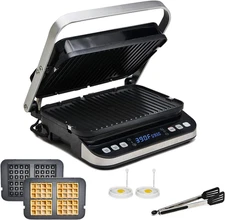 Yedi Total Package 6-In-1 Digital Indoor Grill, Waffle Maker, Panini Press, Grid