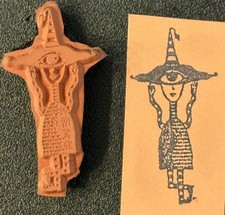 Zettiology Teesha Moore Teeny Weeny Big Eye Witch Hat Rubber Stamp UM