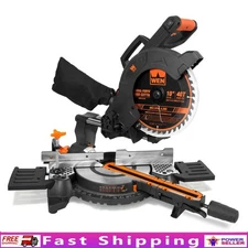 15 Amp 10 Inch Sliding Compound Miter Saw Laser Guide 9 Positive Stops Dust Bag