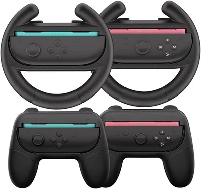 HEYSTOP Steering Wheels for Nintendo Switch 2 4 in 1 Joy-Con Grip Racing Wheels Gifts