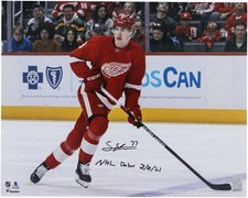 Simon Edvinsson Red Wings Signed 16x20 NHL Debut Skating Photo w/NHL Debut Insc
