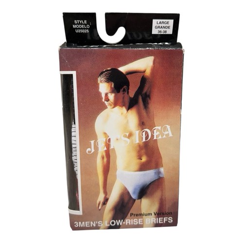Vtg Jet’s Idea 3 Pack Men’s Low Rise Striped Briefs Black Red White Large 36-38