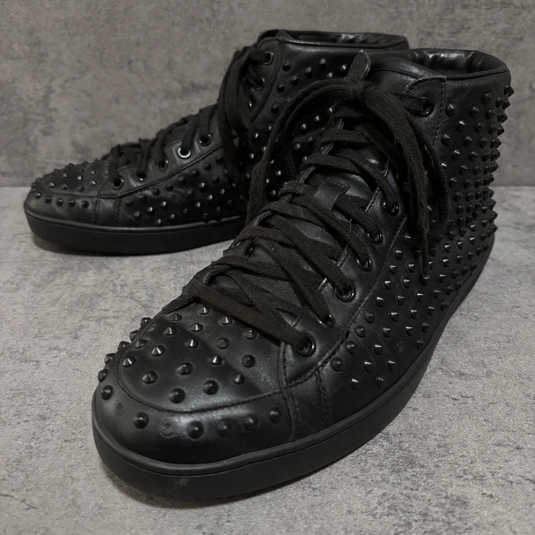 Auth GUCCI Baskets montantes homme clous noir taille 41,5 US8 logo cuir