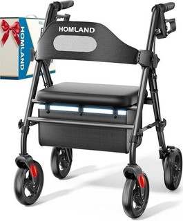 Foldable Rollator Walker on 8'' Big Wheels For Auction Black