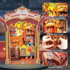 CUTEBEE Book Nook Kit - DIY Miniature House Dollhouse Kit for Adult and Teens,