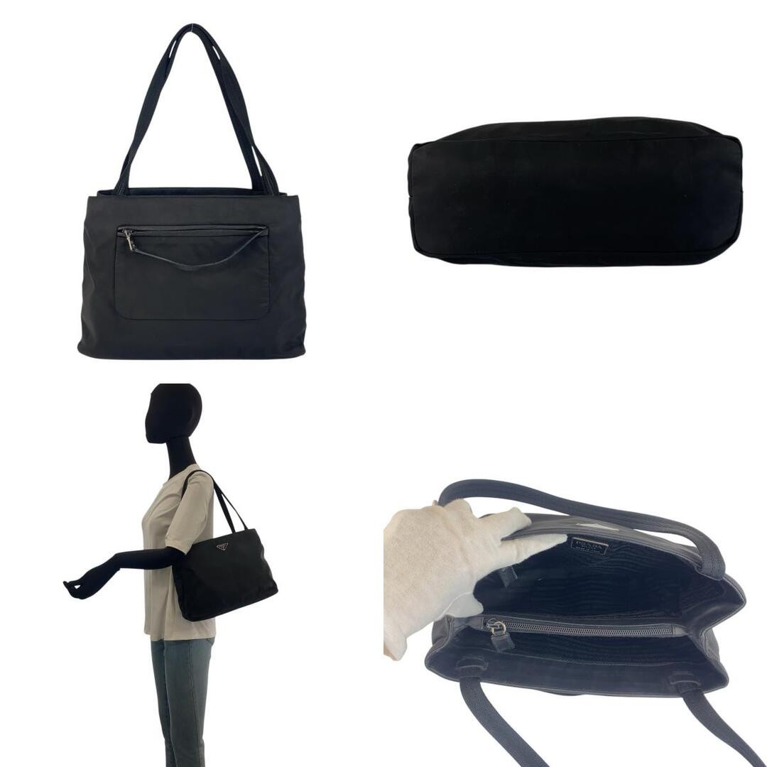 PRADA Tessuto Triangle Logo Plate Black Silver Hardware Nylon Tote Bag Shoulder thumbnail 3