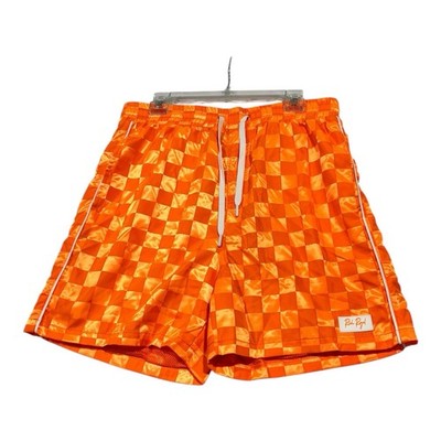 Rich Royal Checkerboard Orange Athletic Swim Shorts Size L Mesh Lined Streetwear