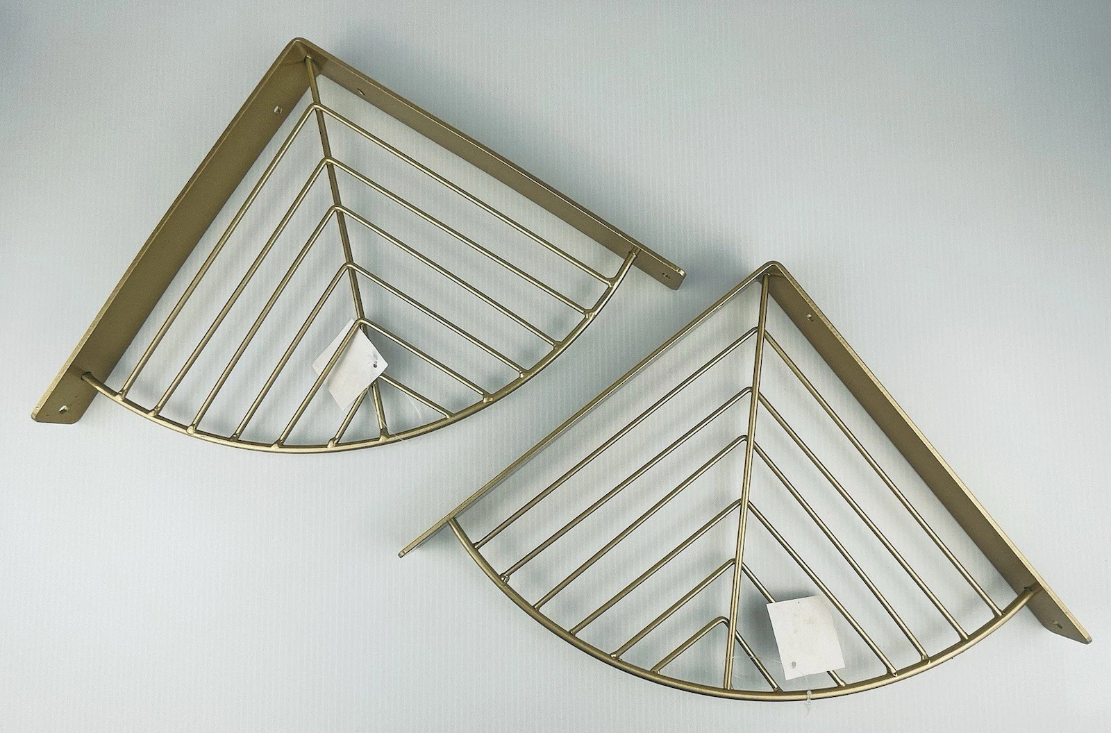 2 Corner Wall Shelves Quarter Round Gold Tone Iron NEW with Tags HEAVY
Opens in a new window or tab