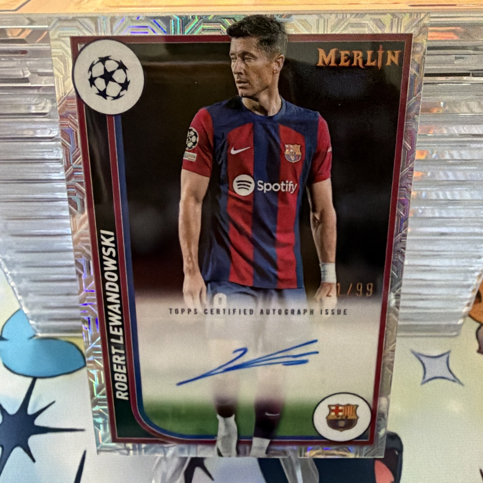 2023-24 Merlin UEFA Robert Lewandowski Autographs Mojo Refractor #/99