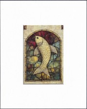 8X10" Matted Print Religious Christian Jesus Christ Art Picture: Fish Window