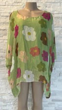 Made In Italy Women Green Floral One Size Blouse New
