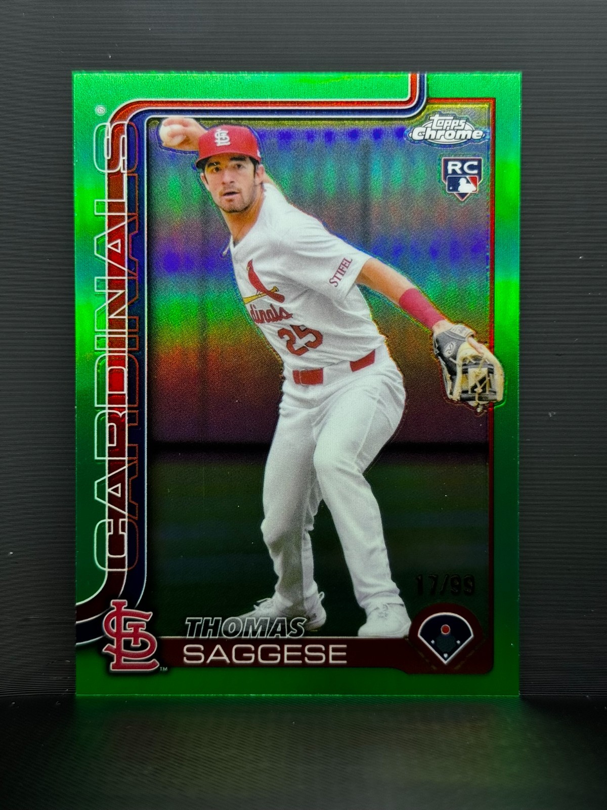 2025 Topps Chrome Baseball Thomas Saggese True Green /99 RC