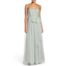 Jenny Yoo Annabelle Strapless Tulle Gown Maxi Dress Size 4 Green Wedding Formal