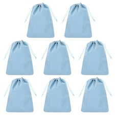 8Pcs Velvet Gift Bags 7 x 9" Velvet Drawstring Jewelry Pouches Light Blue