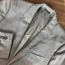 Hugo Boss Grey Glen Plaid Blue Overcheck Blazer Sport Jacker Mens 40L Read