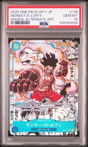 MANGA ALT ART GEAR 4 Monkey D. Luffy One Piece 2025 OP11 Japanese #118 PSA 10