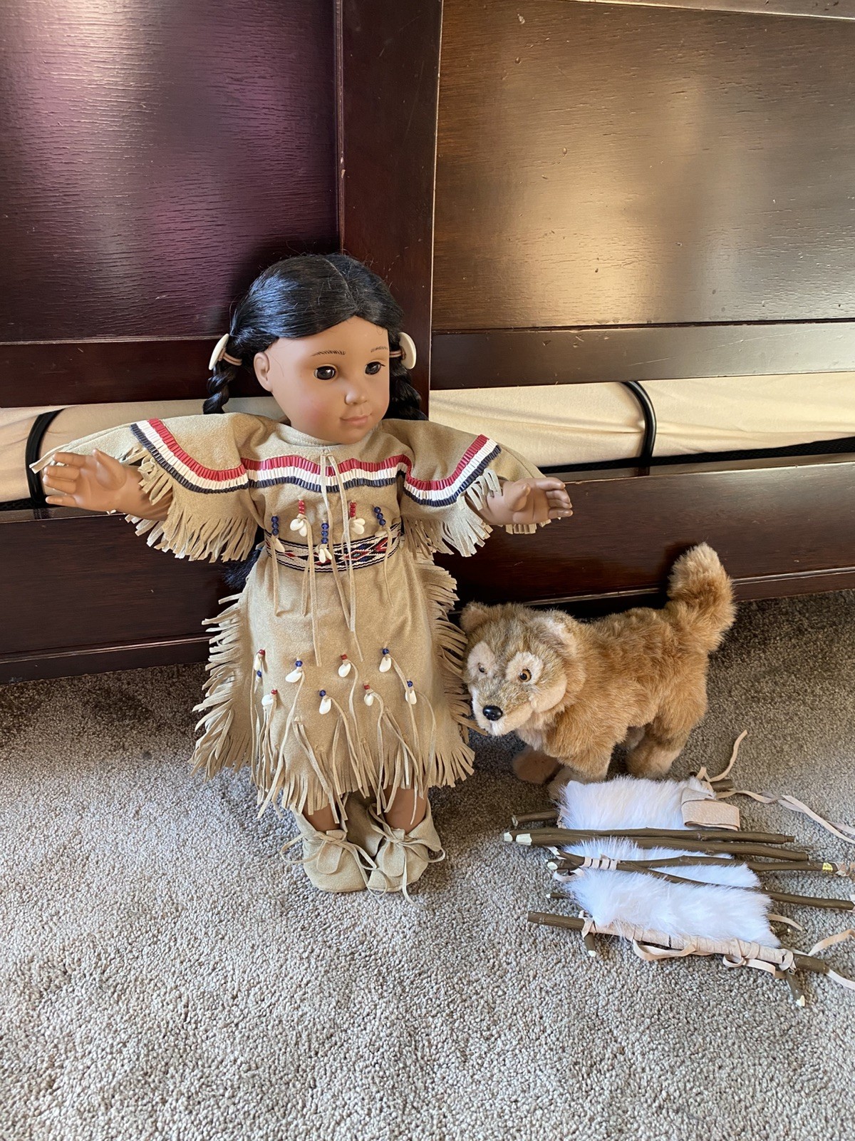 American Girl Kaya with six AG dresses, dog Tatlo with travo