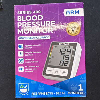 Rite Aid Series 400 Upper Arm BP Monitor LCD Irregular HB, Cuff 8.7-16.5''