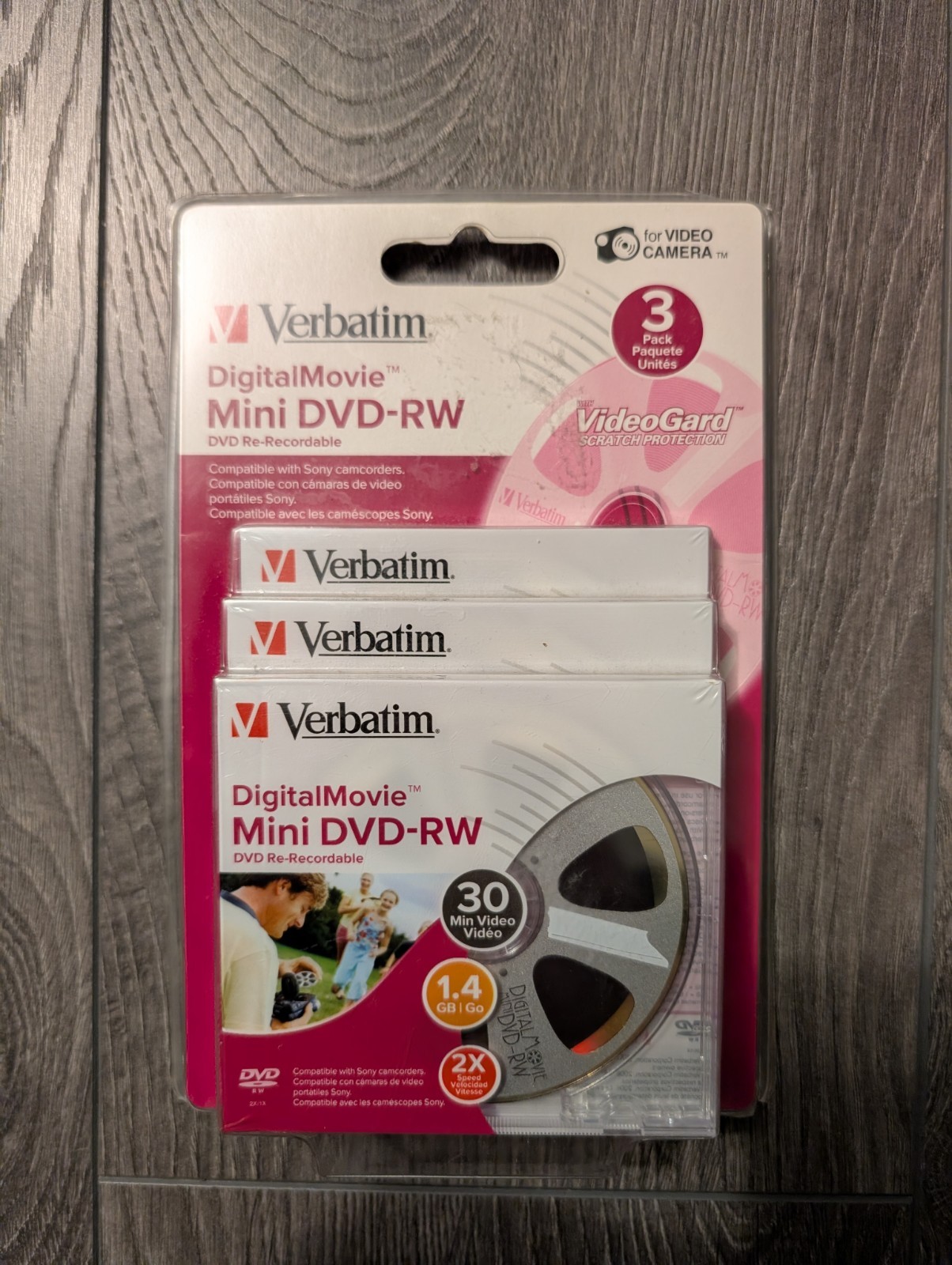 3x Verbatim Mini DVD-RW 30 Min 1.4GB 8cm Rewritable DVD Disc for Video Camcorder