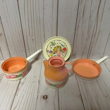 Vintage Barbie Chiton Play Kitchen Pots Pans Plate Pitcher 3 Inch 1984