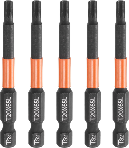 "5 StüCk T20 Torx Bit Schraubendreher Bit Set 65Mm Lang 1/4\" Magnetisch Sechskant"-image