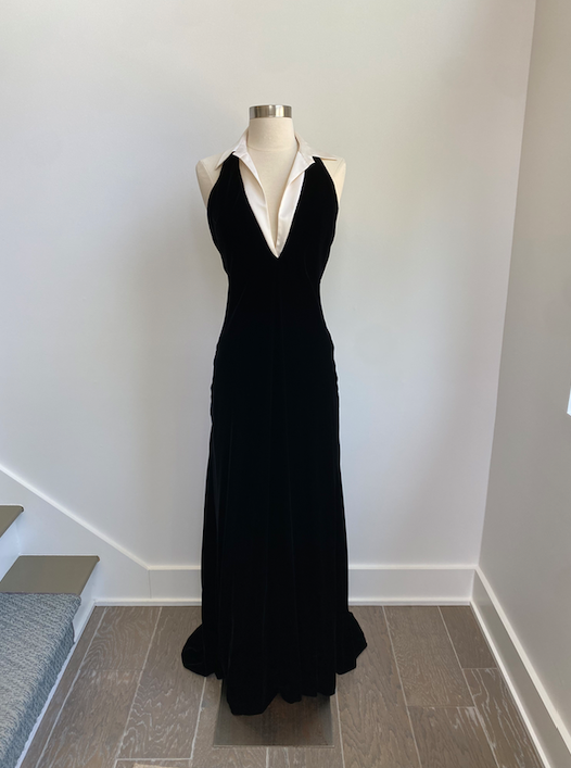 Ralph Lauren Purple Label Black Velvet Dress with Satin Ralph Lauren Purple Label Black Velvet Dress with Satin