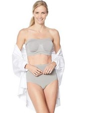Rhonda Shear Grey Underwire Removable Pads Strapless Bandeau Bra New
