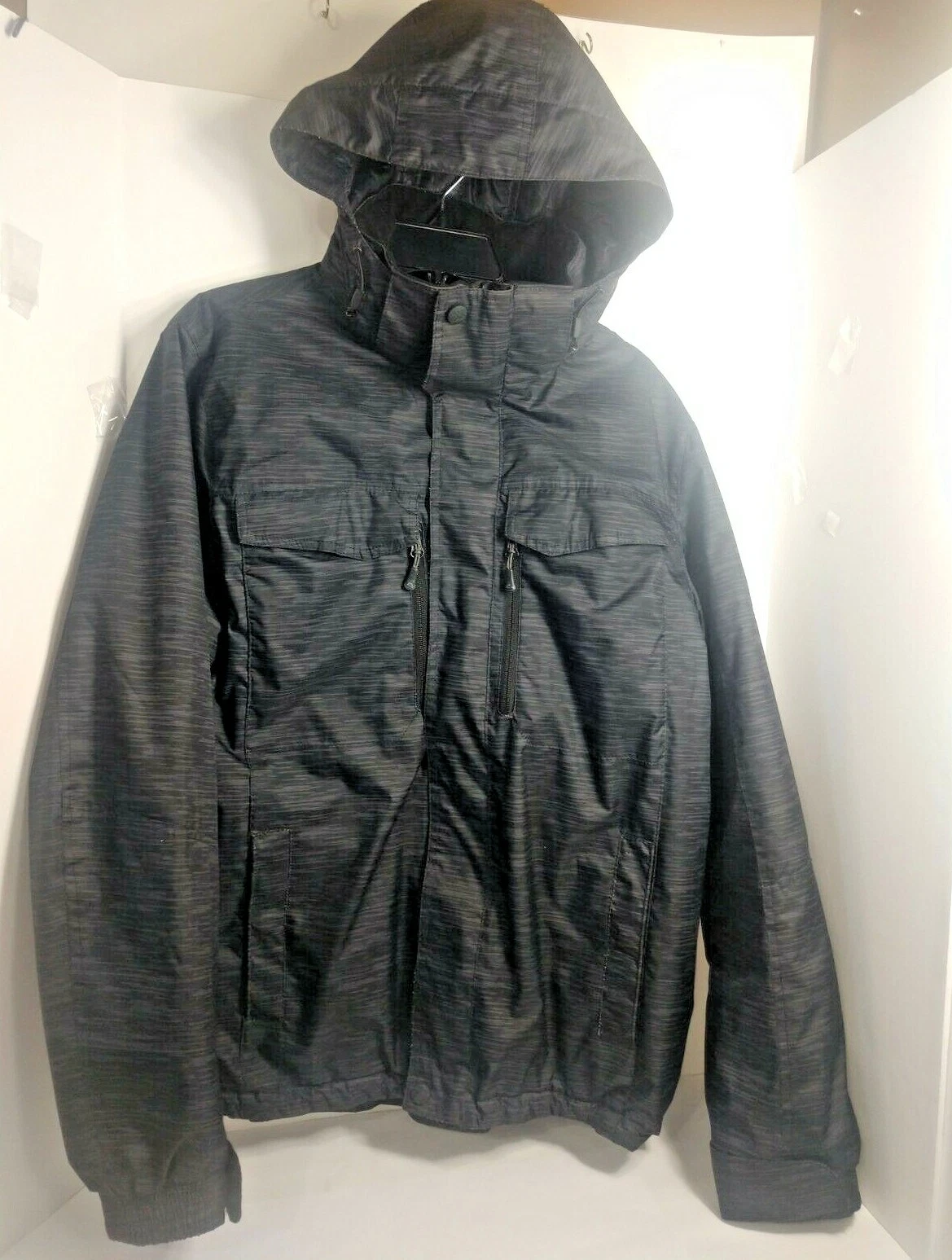 Zeroxposur Insulated Jacket LARGE Black/Gray Removable Hood Full Zip