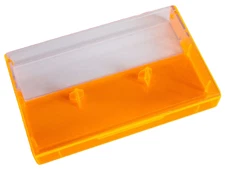 5 Cassette Tape Cases: Clear Front + Fluorescent Orange Back - Empty Plastic