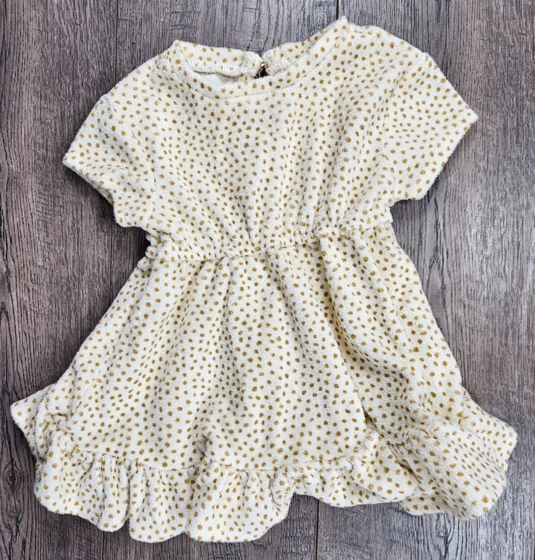 Baby Girl Clothes Quincy Mae 3-6 Month Cream Gold Ruffle Dress Baby Girl Clothes Quincy Mae 3-6 Month Cream Gold Ruffle Dress