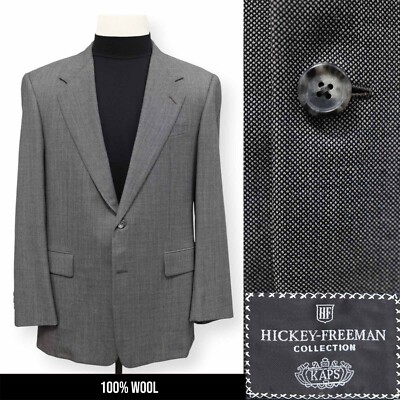 HICKEY FREEMAN mens gray nailhead DIPLOMAT sport coat suit jacket blazer 40 R