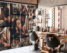 3D Hair Styling A4010 Barber Shop Photo Curtain Window Blockout Fabric Amy 2023