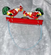 Vintage Tin/Litho Metal Rooster/Chicken Pecking-Hand Squeeze Toy  MM 059 